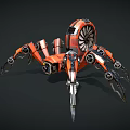 Futuristic Mechanical Spider Sci Fi Creature With Orange Black Body And Mechanical Legs