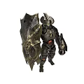Mythical Warrior in Intricate Armor with Ornate Shield and Detailed Design