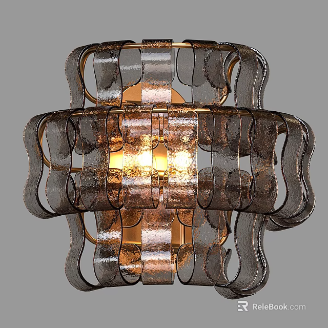 Artistic Wave Shaped Wall Sconce With Metal Frame And Warm Ambient Lighting 3d model 
