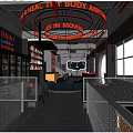 Stylish Modern Bar Interior With Neon Coffee Signs Seating Area And Ambient Lighting