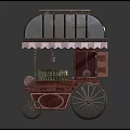 Vintage Food Cart Featuring Glass Canopy Wooden Design And Decorative Wheels