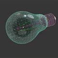 Transparent Light Bulb With Visible Filament And Textured Surface On Gray Background
