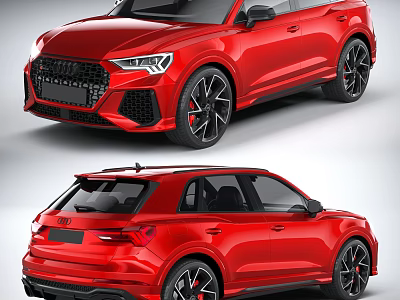 Red Audi SUV Sports Design Front And Rear View With Dynamic Styling 3d model