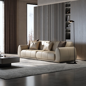 Modern sofa coffee table combination minimalist home 3d model