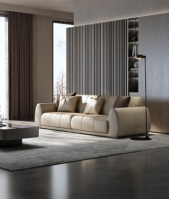 Modern sofa coffee table combination minimalist home 3d model