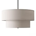 Modern Minimalist Pendant Light With Two Tiered Beige Fabric Shade