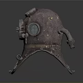 Weapon Style Vintage Diver Helmet With Circular Glass Windows And Metal Bolts