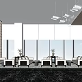 Modern Reception Area Sales Office Negotiation Area Negotiation Table and Chair Sofa Sand Table Chandelier Hall Lobby 3d model