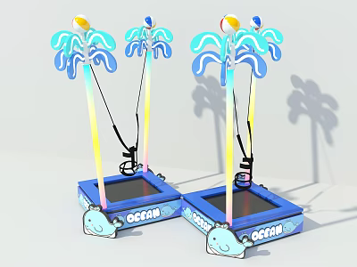 Colorful Ocean Theme Kids Playground Equipment With Whale Design Trampoline And Water Splash Decorations 3d model