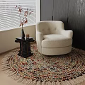 Quiet single sofa side ornaments carpet 3d model