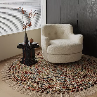 Quiet single sofa side ornaments carpet 3d model