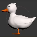White Duck Toy Figure With Orange Beak And Webbed Feet Character Design