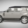 Grey Land Rover Defender SUV With Black Roof And UK License Plate