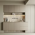 Modern Light Gray Sideboard Design With LED Lighting And Coffee Machine On Counter 3d model