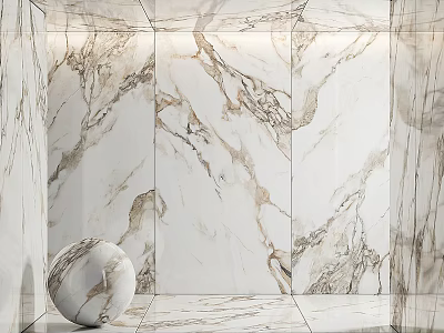 Elegant Marble Pattern Floor Tiles In Modern Interior 3d model