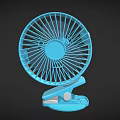Small Blue Clip On Desk Fan With Stable Base And Portable Design For Home Use