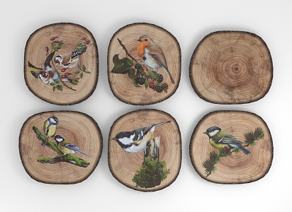 Modern Animal Painting Bird Wood Painting 3d model