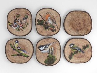 Modern Animal Painting Bird Wood Painting 3d model