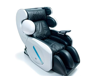 Modern Black And White Leather Massage Chair With Headrest Armrest And Leg Rest 3d model