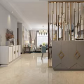 Elegant Modern Living and Dining Room Interior With Chandelier Dining Table and Decorative Paintings
