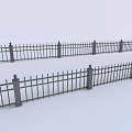Modern Outdoor Metal Railing Design With Vertical Bars And Decorative Posts 3d model