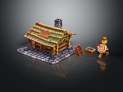 modern cartoon building bullseye bullseye target 3d model