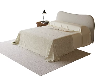 Comfortable Kids Bed with Nightstand Lamp Soft Rug and Cozy Sheets 3d model