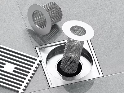 Modern Bathroom Accessories With Stainless Steel Drain Strainer And Anti Clog Design 3d model