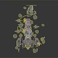 3D Spaceship Model Featuring Floating Asteroids Blue Energy And Explosions In Space