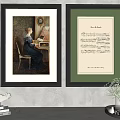 Two Framed Artworks On Wall Featuring Painting Text Print And Small Decor