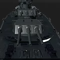 Battleship Deck Featuring Large Main Cannons Barrels And Deck Equipment Details