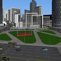 Aerial Planning of Modern Urban Landscape With High Rise Buildings Green Spaces and Road Layouts