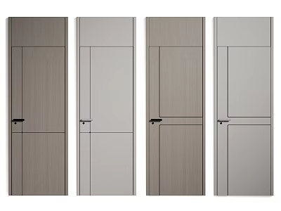 Modern Hinged Doors With Wooden And Mirrored Finishes In Contemporary Design 3d model