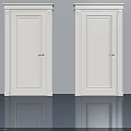 Two White Swing Doors With Panel Design And Handles For Modern Interior 3d model