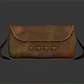 Vintage Brown Leather Bag With Colorful Spots Flip Cover Small Pockets And Shoulder Strap