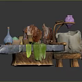 Apothecary Potion Table Alchemist Magic Scene Magic Lab Magic Scene 3d model