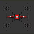 Red Fire Rescue Multi Rotor Drone With Emergency Equipment And Propellers 3d model