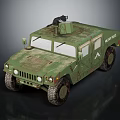 Military Green Camouflage Hummer Utility Vehicle With Roof Turret Equipment Exterior