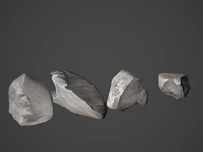 Rural Landscape Featuring Different Shaped Natural Stones On Gray Background 3d model