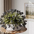Modern Decorative Ornament Set With White Tulip Artificial Flowers White Vase And Monet Painting
