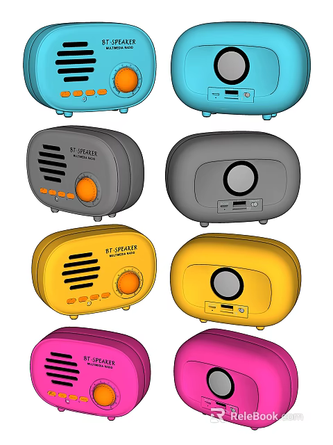 Colorful Headset Speakers With Retro Design And Multiple Color Options 3d model 