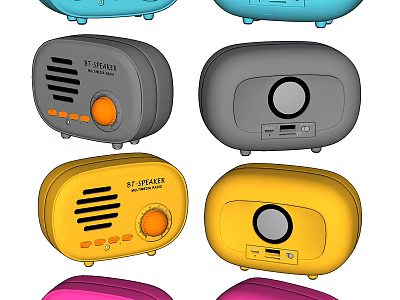 Colorful Headset Speakers With Retro Design And Multiple Color Options 3d model