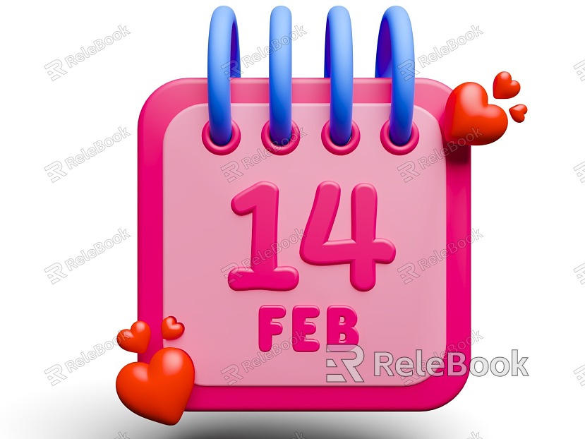 Valentine's Day Calendar C4D Blender Valentine's Day Love Material Tanabata Festival Love model