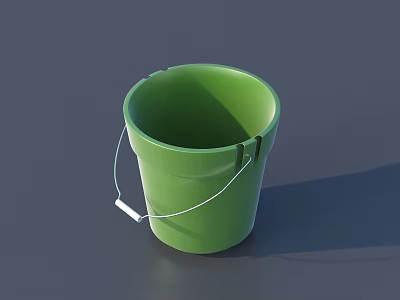 Durable Green Plastic Bucket With Handle For Household Washing Daily Use 3d model