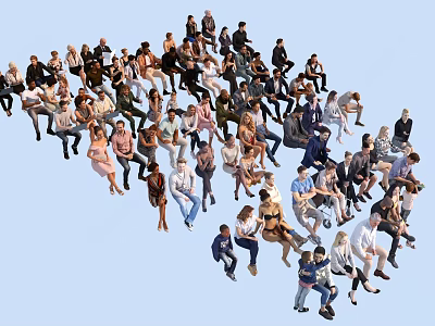 Diverse Group Of People Sitting And Standing In Casual Clothing Arrangement 3d model