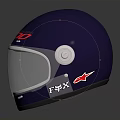 Dark Blue Racing Helmet with Red 300 Lettering Transparent Visor and White Accents