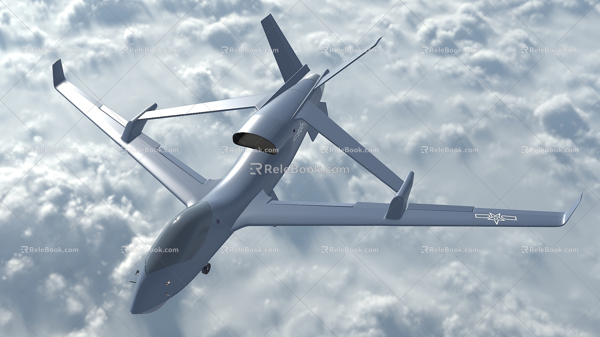 Unmanned reconnaissance aircraft domestic aircraft no reconnaissance 7 high altitude unmanned reconnaissance aircraft military UAV WZ7 strategic class 3d model