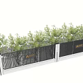 Modern Metal Fence With Vertical Slats White Posts Surrounded By Green Trees