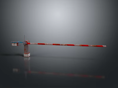 Red And White Striped Boom Barrier Gate Control Device For Parking Access Management 3d model