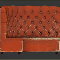 Red Curved Multi Seat Sofa With Tufted Diamond Pattern And Velvet Upholstery